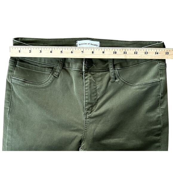 Articles of Society Mid-Rise Stretch Green Skinny Jeans Women's 29X29 - Picture 2 of 9